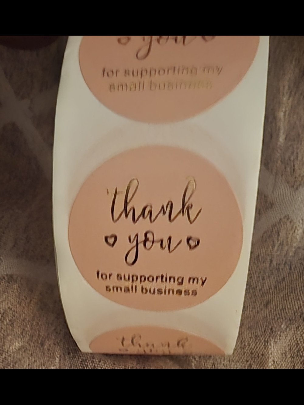 Thank You Sticker Roll -1" Pink With Gold Lettering-NEW!